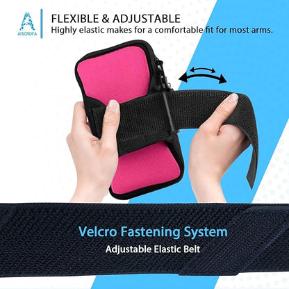 Sports Armband, Running Gym Universal Smartphone Arm Bag with Earphone Hole Multifunctional Pockets foriPhone 15, 14, 13, 12, 11 Pro Max, Xs, Xr, X, 8 Plus, SE, Galaxy S22 Ultra and More