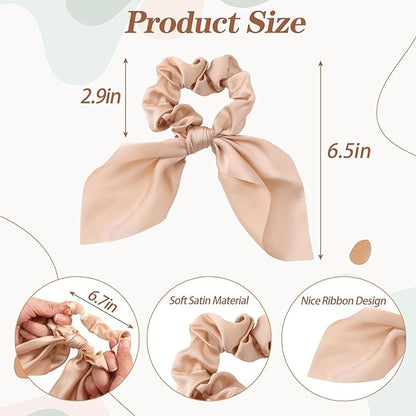 6 PCS Small Hair Bows Silk Scrunchies, Hair Ties with Bows, Hair Scrunchies for Women Girls, Knotted Bow Silk Hair Ties, Satin Hair Ribbons Elastic Hair Ties Valentine's Day Gifts Holiday