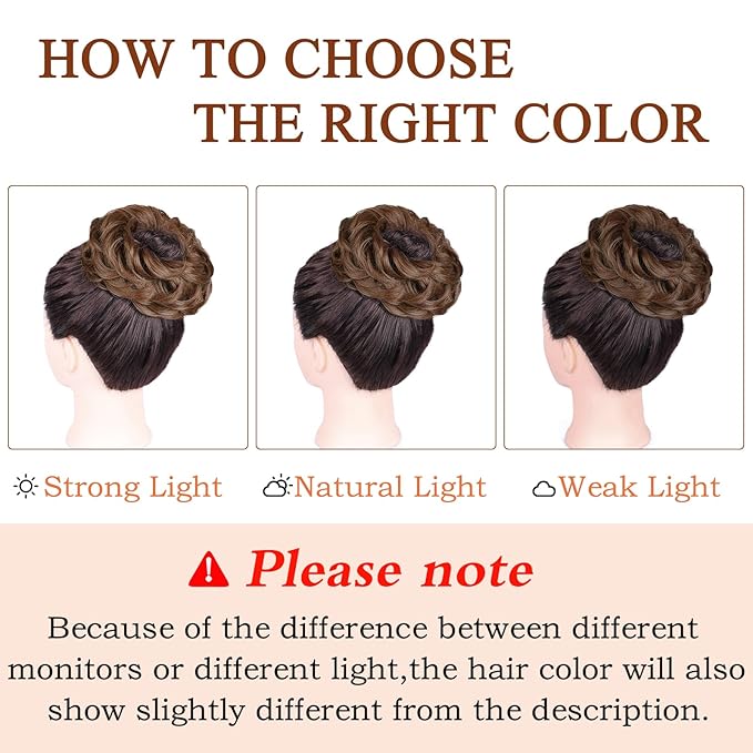 MORICA 1PCS Messy Hair Bun Hair Scrunchies Extension Curly Wavy Messy Bun Hair Synthetic Chignon Hairpieces for Women(Light Golden Brown 12#)