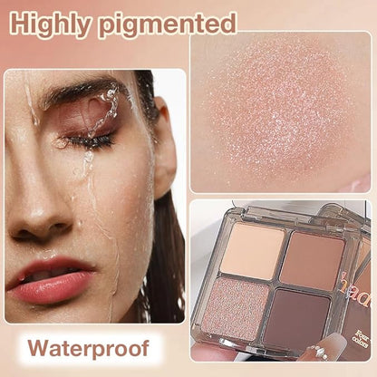 Eyeshadow Quads Glitter Matte Eyeshadow Palette,Nude Coffee Champagne Gold Dark Brown Sparkly Eyeshadow Palette Makeup, Everyday Nature Long-Lasting Waterproof Women Girls Eye Shadow 2# Nude Brown