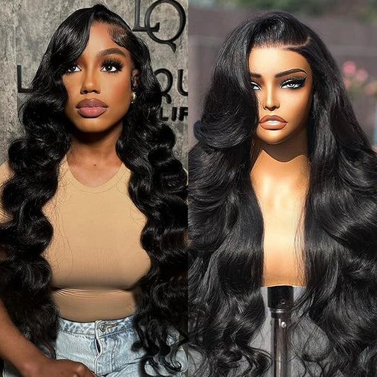 30 Inch Body Wave Lace Front Wigs Human Hair 200 Density HD Lace Frontal Wigs Human Hair Pre Plucked with Natural Hairline Small Knots for Women Tangle Shedding Free Soft and Thick