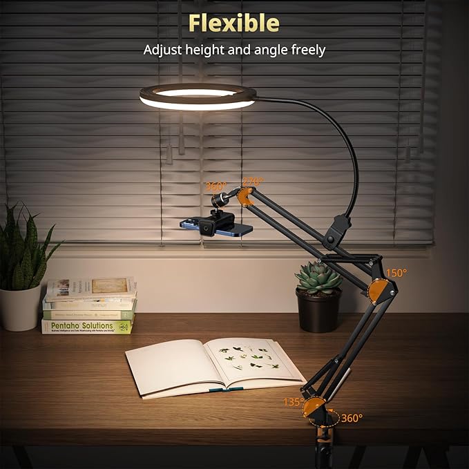 UBeesize 10" Ring Light with Overhead Phone Mount, LED Selfie Light with Stand and Phone Holder, Desk Light for iPhone, Desk Tripod for Video Recording, YouTube, TikTok, Live Stream, Cooking, Vlog