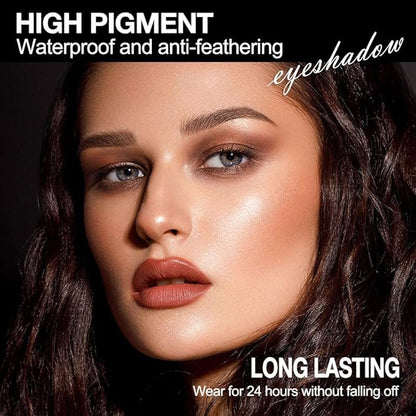 Nude Brown Eyeshadow Palette, Neutral Nude Brown Bronze Black White Pink Champagne Cream Eyeshadow Palette Makeup,Highly Pigmented Natural Eyeshadow for Woman Eyes Long Lasting Naturing-Looking 01