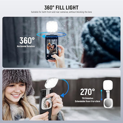 NEEWER BASICS Magnetic Selfie Light Compatible with MagSafe iPhone, CRI95 700lx/0.3m Folding LED Phone Fill Ring Lighting with Mirror for Zoom Makeup Photography Recording Video Conference,White NL48B