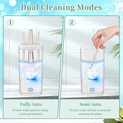 Electric Makeup Brush Cleaner Machine, Ultimate Efficient Automatic Cleaner for All Types of Makeup Brushes- Transparent