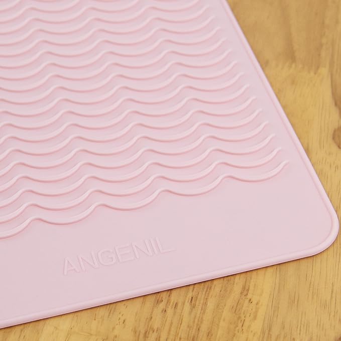 ANGENIL Pro Large Heat Resistant Silicone Mat Sleeve Pad for Curling Iron, Tourmaline Ceramic Titanium Hair Straightener, Straightening Flat Iron, Hair Curler, Travel Mat Case Large Size 11.02" x 7.9"