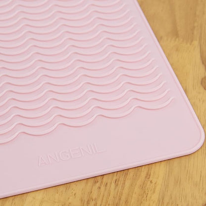 ANGENIL Pro Large Heat Resistant Silicone Mat Sleeve Pad for Curling Iron, Tourmaline Ceramic Titanium Hair Straightener, Straightening Flat Iron, Hair Curler, Travel Mat Case Large Size 11.02" x 7.9"