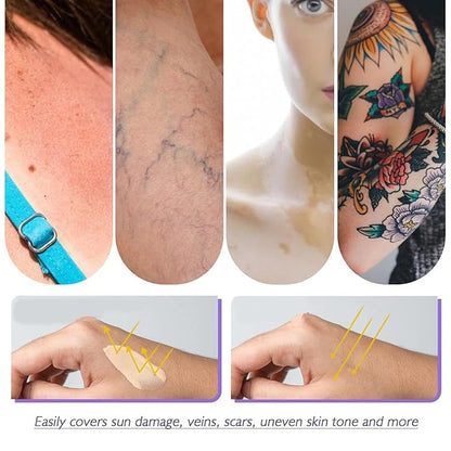 2pcs All Over Complexion Body Coverage,Tattoo Cover Up Makeup Waterproof,Body Makeup Waterproof No Transfer,Long Last Body Foundation