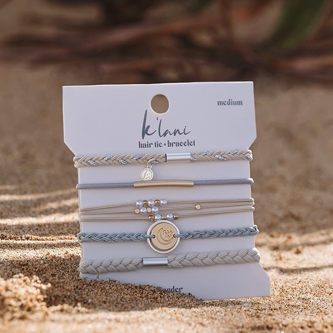 K'lani Wonder Bracelets for Women – Elastic Bracelets and Boho Hair Ties – Cute Hair Ties for Women and Hair Tie Accessories – Stylish Bracelets Boho Style for Hair and Wrist – Set of 5 (Small)