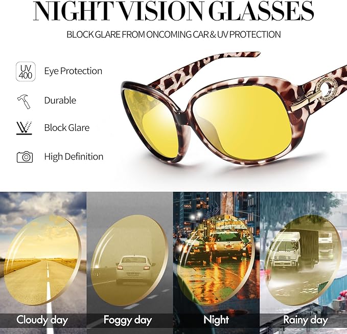 Joopin Big Womens Sunglasses Polarized Trendy Sun Glasses Large Rectangle UV Protection Rhinestone Sunnies