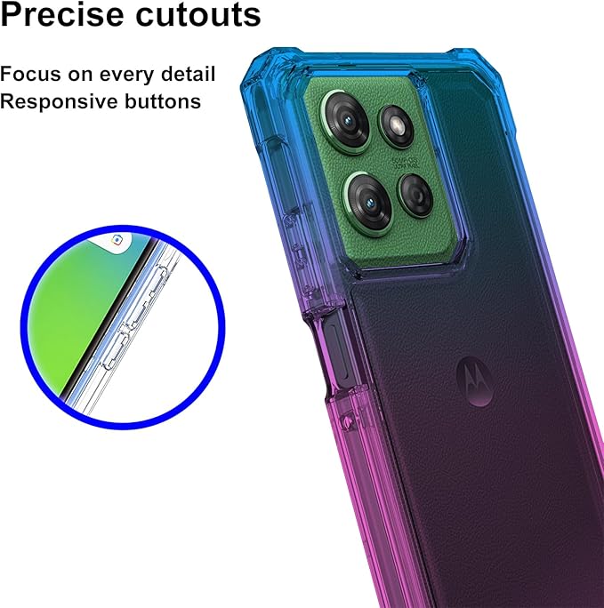 Ailiber for Motorola Moto G Stylus 5G 2025 Case, with Screen Protector, Moto G Stylus 5G 2025 Silicone Phone Case, Shockproof Corners TPU Bumper, Dual Layer Protective Cell Phone Cover-Blue Pink