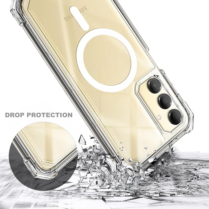 Designed for Samsung Galaxy A16 5G/4G Phone Case, Magnetic Compatible with MagSafe, [Raised Corners Drop Protection] Shockproof Protective Bumper Cover (Black/Clear)