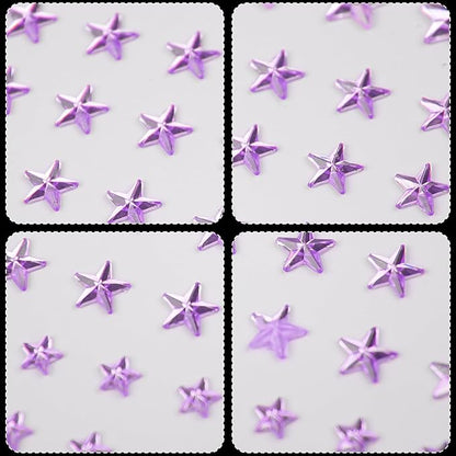 264Pcs Star Face Gems Eye Gems, Self-Adhesive Face Jewels Rhinestones 5/7/10 mm DIY Face Gems Stick on, Patriotic Makeup Gems Rave Accessories for Face Eyes Hair Makeup Body, Crafts (purple-star)