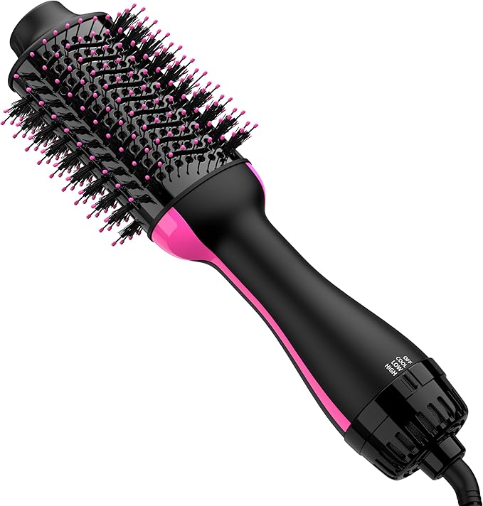 Hair Dryer Blow Dryer Brush in One, Upgraded 4 in 1 Hair Dryer and Styler Volumizer with Negative Ion Anti-frizz Ceramic Titanium Barrel Hot Air Brush Hair Straightener Brush
