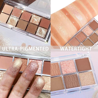 10Colors Nude Light Brown Eyeshadow Palette Makeup,Natural Neutral Highly Pigmented Eye Shadow,Naturing-Looking Long Lasting Waterproof Blendable Hypoallergenic Suitable for Beginners