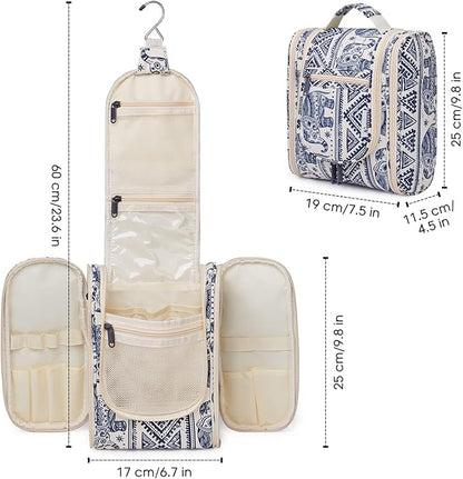 Narwey Small Hanging Toiletry Bag Women Travel Makeup Bag Organizer Toiletries Bag for Travel Size Essentials Accessories Cosmetics (Medium, Elephant)