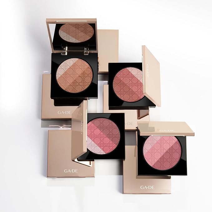 GA-DE Glow FX Natural Face Palette - Blush for Cheeks, Bronzer Powder, and Highlighter Makeup - Enriched with Jojoba Oil - 139 Blooming Chic - 0.42 oz