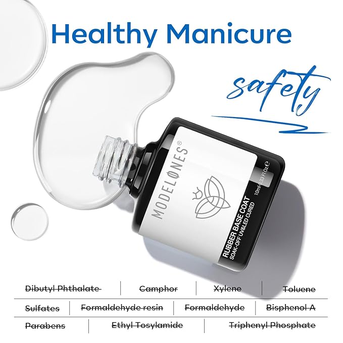 modelones Rubber Builder Gel Base Coat for Nails, Clear Rubber Base Gel Nail Polish for Strengthen/Apex Building/Enhance/Reinforced Long Lasting Protect Soak Off U V LED For Thin Weak Nails