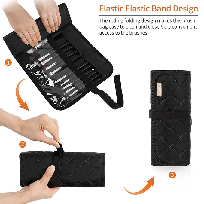 OCHEAL Makeup Brush Set with Holder & Travel Pouch | Professional Makeup Brush Organizer Kit for Women & Makeup Artists | Includes 14-Piece Cosmetic Brushes and Storage Case-Black