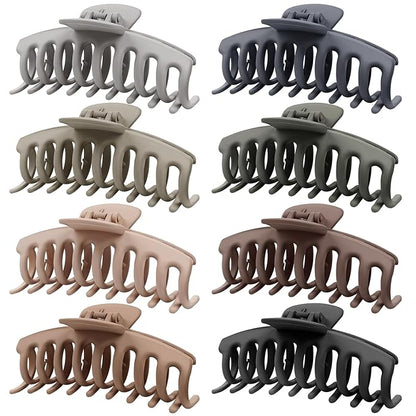 TOCESS Hair Claw Clips for Women – Large Clips for Thin Thick Hair Big Neutral Claw for Curly Hair Matte Nonslip Strong Hold 4.33 Inch Jumbo Claws Jaw Set (8 Pcs)