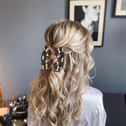 5 Pieces Stretchy Magic Hair Comb Adjustable Elastic Comb Hair Clip for Women Girls No Crease Hair Pins Vintage Hair Bun Maker Hair Accessories for Curly Thick Wavy Hair Ponytail