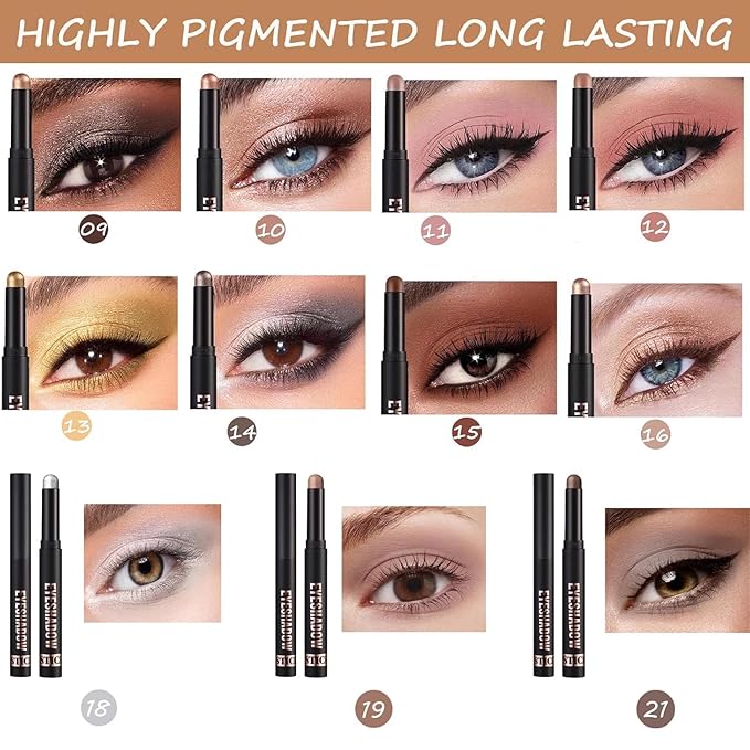 Pale Pink Eyeshadow Stick Makeup,Matte Cream Eye Shadow Pencil,High Pigmented Crease proof Glitter Eye Shadow Brightener Stick,Waterproof Long Lasting Eye Highlighter Crayon Eyeliner