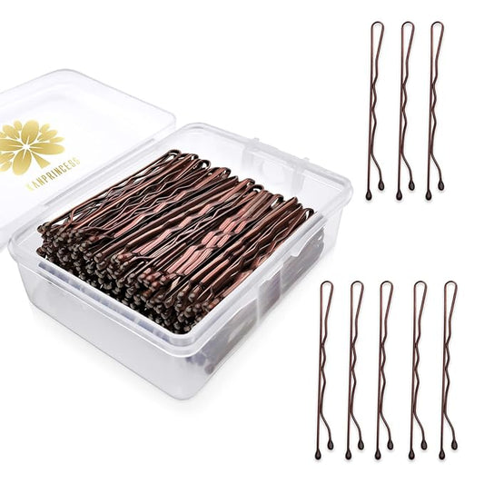 100PCS 2Inches Hair Pins Kit Hair Clips Secure Hold Bobby Pins Hair Clips for Women Girls and Hairdressing Salon With Clear Storage Box(Brown)