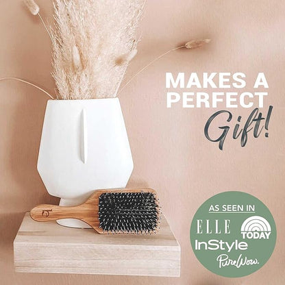 Beauty by Earth Boar Bristle Brush - Premium Paddle Brush for Fine, Thick, and Thinning Hair for Men and Women