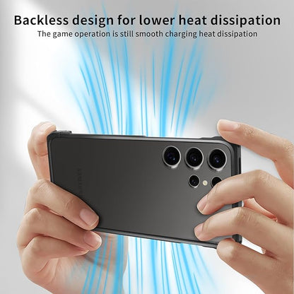 for Samsung Galaxy S25 Ultra Metal Bumper Case Frameless, Slim Fit No Back No Frame Backless Metal Bumper 4 Corners Shockproof Wireless Charging Compatible Heavy Duty (Black)