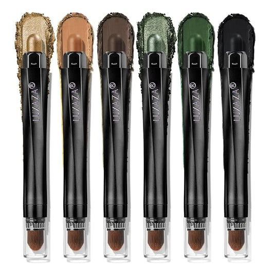 Neutral Eyeshadow Stick Makeup Set, Green Metallic Shimmer Matte Cream Eye Shadow Eyeliner Brightener Pencil Crayon - GOLDENTREE
