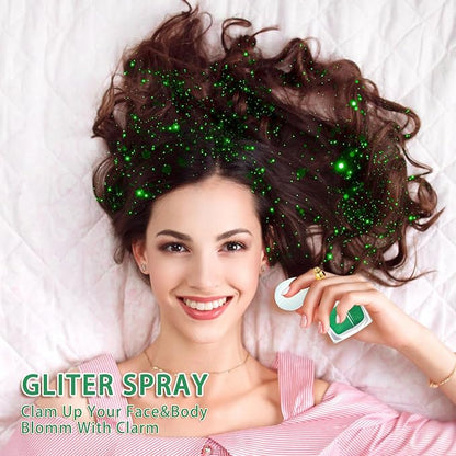 Etercycle Green Body Glitter Spray, Shimmering Spray Powder Sparkle Powder, Cosmetic Shimmer Makeup Glitter for Hair and Body Face Clothes Nail Art Craft Design Easter Christmas Halloween Crafts