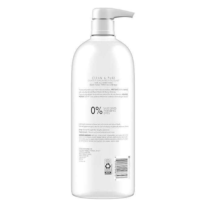 Nexxus Clean and Pure Conditioner, With ProteinFusion, Nourished Hair Care Silicone, Dye And Paraben Free 33.8 oz
