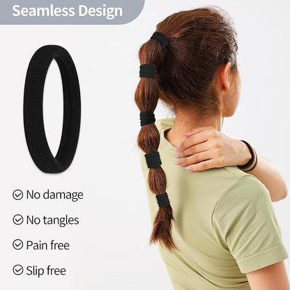 150 Pcs Elastic Hair Ties No Damage for Thick & Thin Hair, Ponytail Holders, Elastics, Soft Pony Tails Bands for Women, All Black