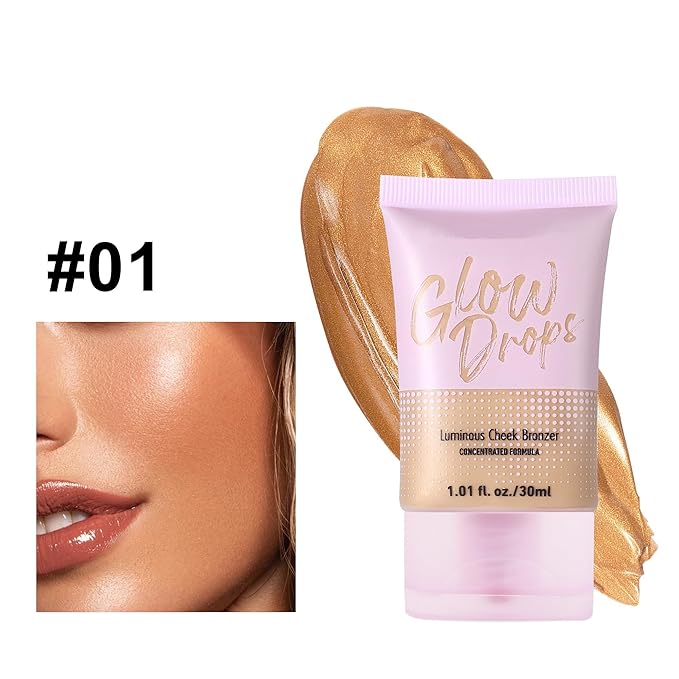 MAEPEOR Glow Liquid Foundation Waterproof Dewy Foundation With Slight Shimmer 2 Colors Nourishing Glow Body Liquid Bronzer for Radiant, Natural Sunkissed Complexion (30ml, Color 01)