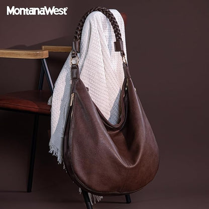 Montana West Large Hobo Bags for Women Slouchy Shoulder Purse Handbag with Zipper and Woven Handle