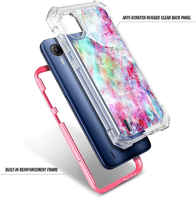 Compatible with Cricket Debut S2 / ATT Calypso 4 Phone Case with [Built-in Screen Protector], Full-Body Protective Shockproof Rugged Bumper Cover Case (Fantasy)