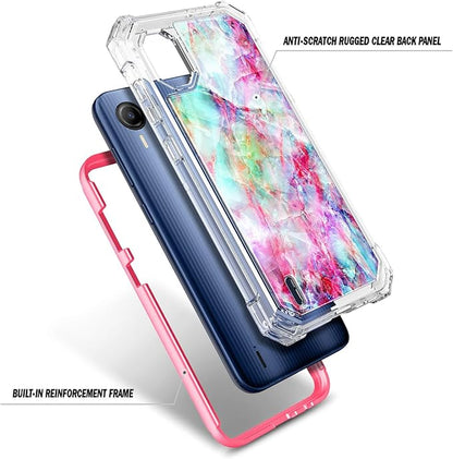 Compatible with Cricket Debut S2 / ATT Calypso 4 Phone Case with [Built-in Screen Protector], Full-Body Protective Shockproof Rugged Bumper Cover Case (Fantasy)