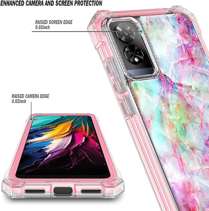 Designed for TCL 50 XE 5G Phone Case, 50 XE NXTPAPER 5G Case with Screen Protector, [Raised Corners Drop Protection] Full-Body Protective Shockproof Rugged Bumper Cover (Marble Fantasy)