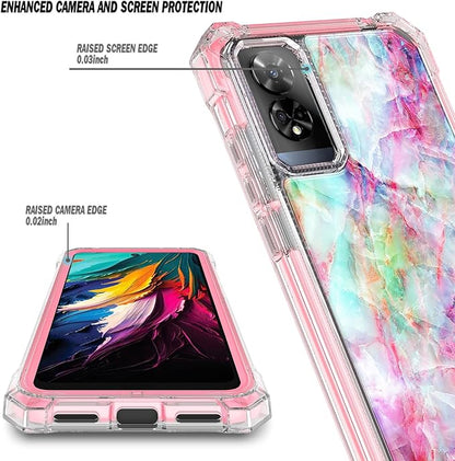 Designed for TCL 50 XE 5G Phone Case, 50 XE NXTPAPER 5G Case with Screen Protector, [Raised Corners Drop Protection] Full-Body Protective Shockproof Rugged Bumper Cover (Marble Fantasy)
