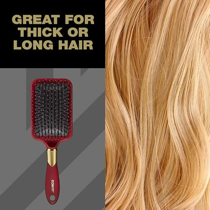 Conair Velvet Touch Paddle Cushion hair brush - Detangling hairbrush - curly or straight styles - men or women - detangler - features soft touch handle - Colors at Random