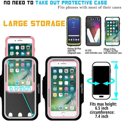 Arm Phone Holder for Running, Armband Cellphone for iPhone 15 14 13 12 11 Pro Max/XR/8 7 6s Plus, for Galaxy A/S/Note Up to 6.9’’, for Exercise Gym Fitness Sports Gear-Black