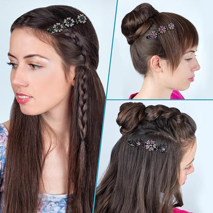 4PCS Sparkling Crystal Stone Braided Hair Clips - Decorative Hair Clips Suitable for Thick and Thin Hair, Girls/Women Hair Accessories, For Styling Partitions