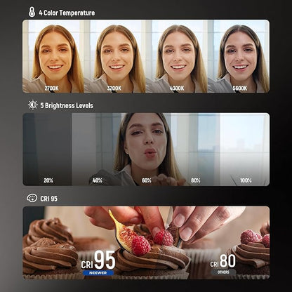 NEEWER BASICS Magnetic Selfie Light Compatible with MagSafe iPhone,CRI95 700lx/0.3m Folding LED Phone Fill Ring Lighting with Mirror for Zoom Makeup Photography Recording Video Conference, Black NL48B