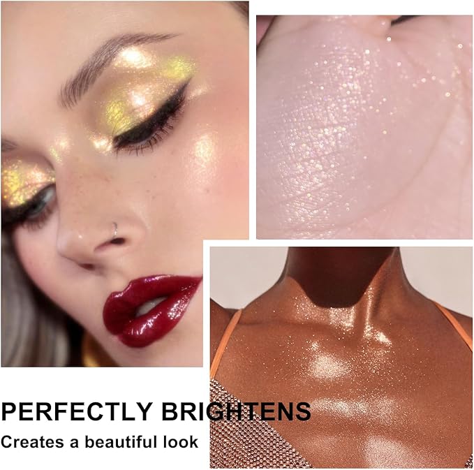 Hair and Body Glitter Spray, Holographic Glitter Highlighter Powder, Face Body Clothes Shiny Glitter, Loose Shimmer Hairspray Festival Rave Prom Accessories (Silver)