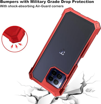 Ailiber for TMobile REVVL 7 Pro 5G Phone Case, Clear Case with Screen Protector, Dual Layer Shockproof Bumper, Transparent [Anti Yellowing], Slim Cell Phone Cover for Metro REVVL 7 Pro 5G-Red