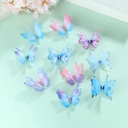 20Pcs Moving Glitter Hair Clips, Fairy Hair Accessories for Women and Teens, Colorful 90s Clips (Blue)