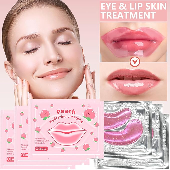 30 Pairs Lip Mask & Eye Mask,Under Eye Patches for Reducing Fine Lines & Dark Circles,Moisturizing Lip Spa Daily Labial Masks,Hydrating Bridesmaid Gifts Birthday Mother's Day Gifts