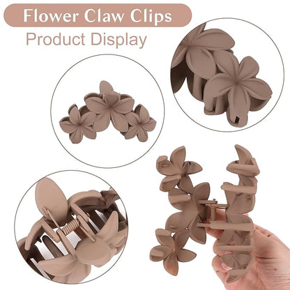 ANBALA Flower Hair Accessories: 4PCS Matte Plumeria Hair Claws, Strong Hold Clips for Women and Girls