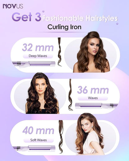NOVUS 1.4 Inch Curling Wand, Professional Curling Iron, Negative Ions Hair Curler, Large Barrel Curling Iron