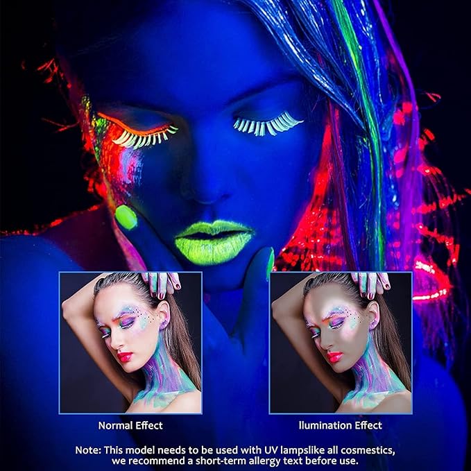 12 Pcs Glow in The Dark Body Face Paint Neon Glow in The Black Light UV Fluorescent Crayons Paint Sticks Makeup Kit for Kids Adults Halloween Masquerade Mardi Gras Blacklight Birthday Party